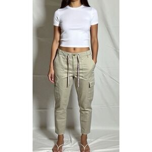 Tommy Hilfiger Women Beige Cargo Pants Drawstring Waist Ankle Length Size 10